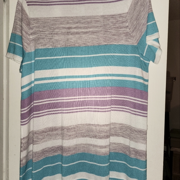 Open-Front Stripe Cardigan - short sleeve. - Picture 3 of 3